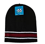 Multicolored beanie cap - black and red stripe.