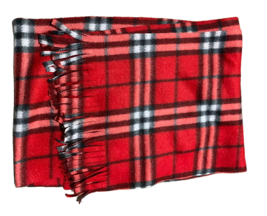 Scarf - black and red checkered.