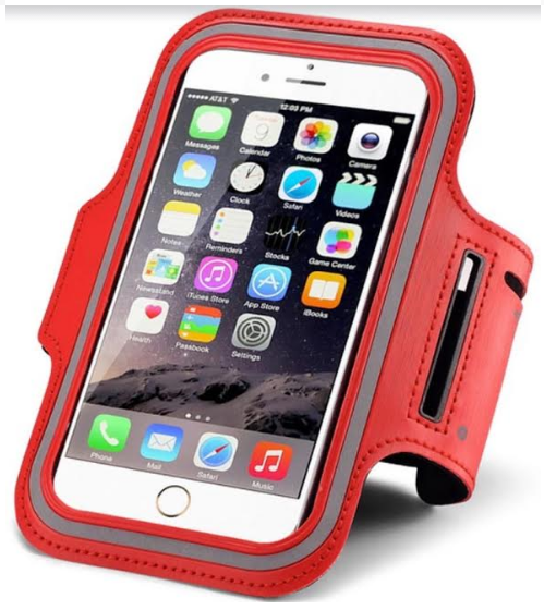 Cell phone arm bag holder - red.