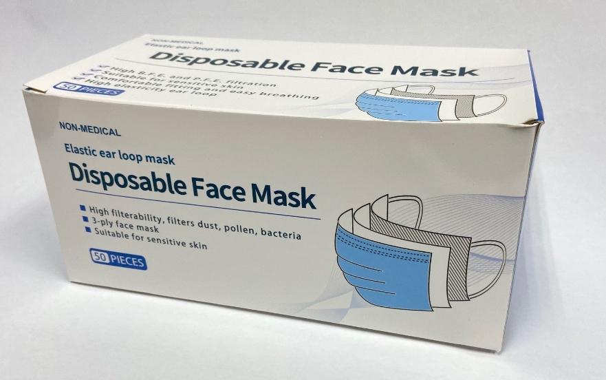 Disposable face mask - nonmedical 3-ply. 50 qty.