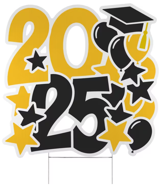 Graduation event yard sign - class of 2025 gold.