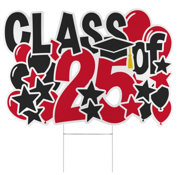 Graduation event yard sign - class of 2025 red