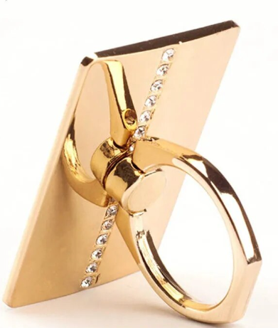 Shiny rhinestone phone ring stand finger holder - gold.