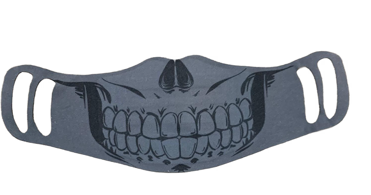 Face mask adult grey - grey skull.