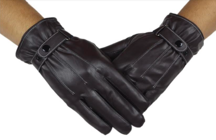 Men's black gloves - white stripes