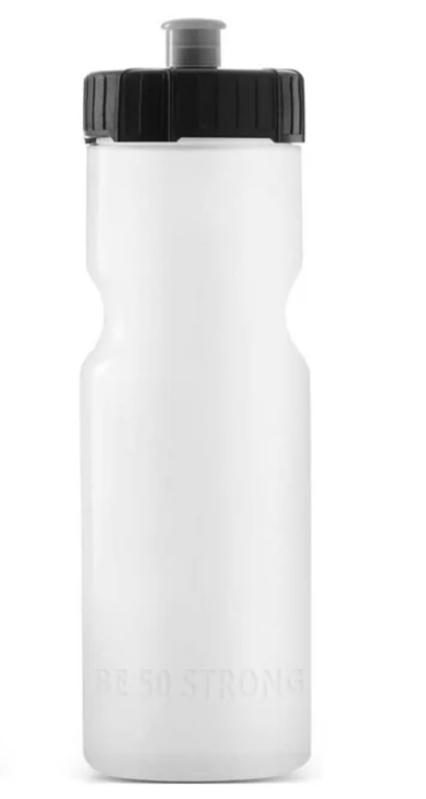 Sturdy plastic water bottle - 20-ounce white.